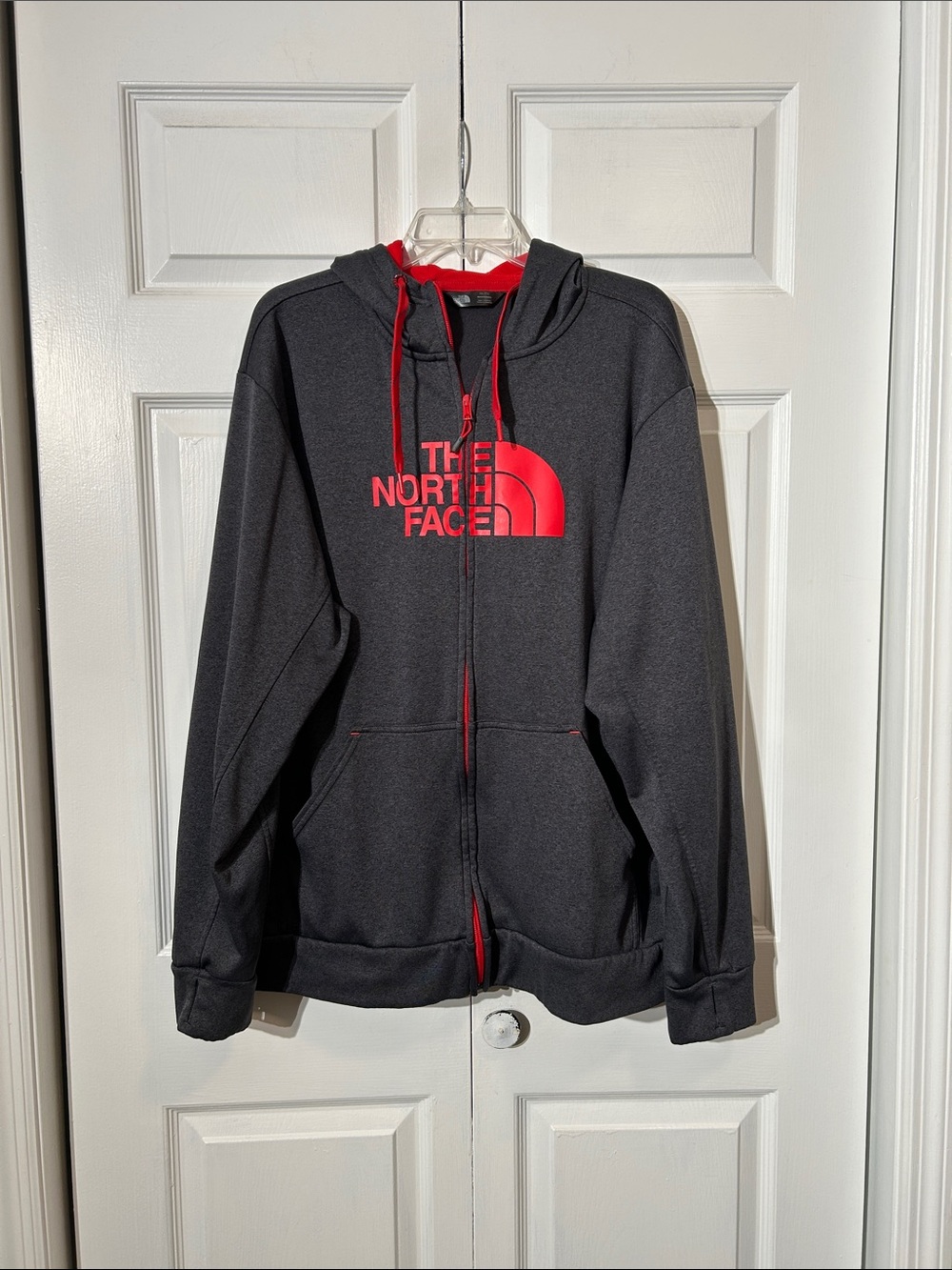 The North Face Men’s Red/Gray Drawstring Hooded Full Zip Jacket Size XXL Big